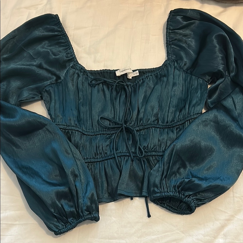 Elegant Teal Puff Sleeve Top